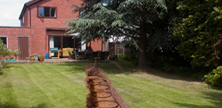 Typical ground source heat pump installation as viewed from outside the home